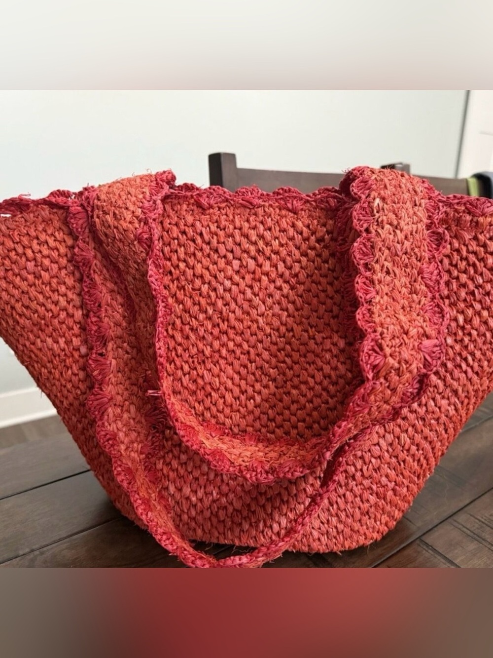 Kate Spade Red Woven Bow-Front Tote - Picture 7 of 9